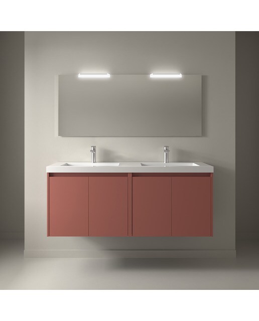 Mueble de baño con 4 puertas y lavabo de carga mineral Noja Salgar - Rojo Satín Rojo Satín-2