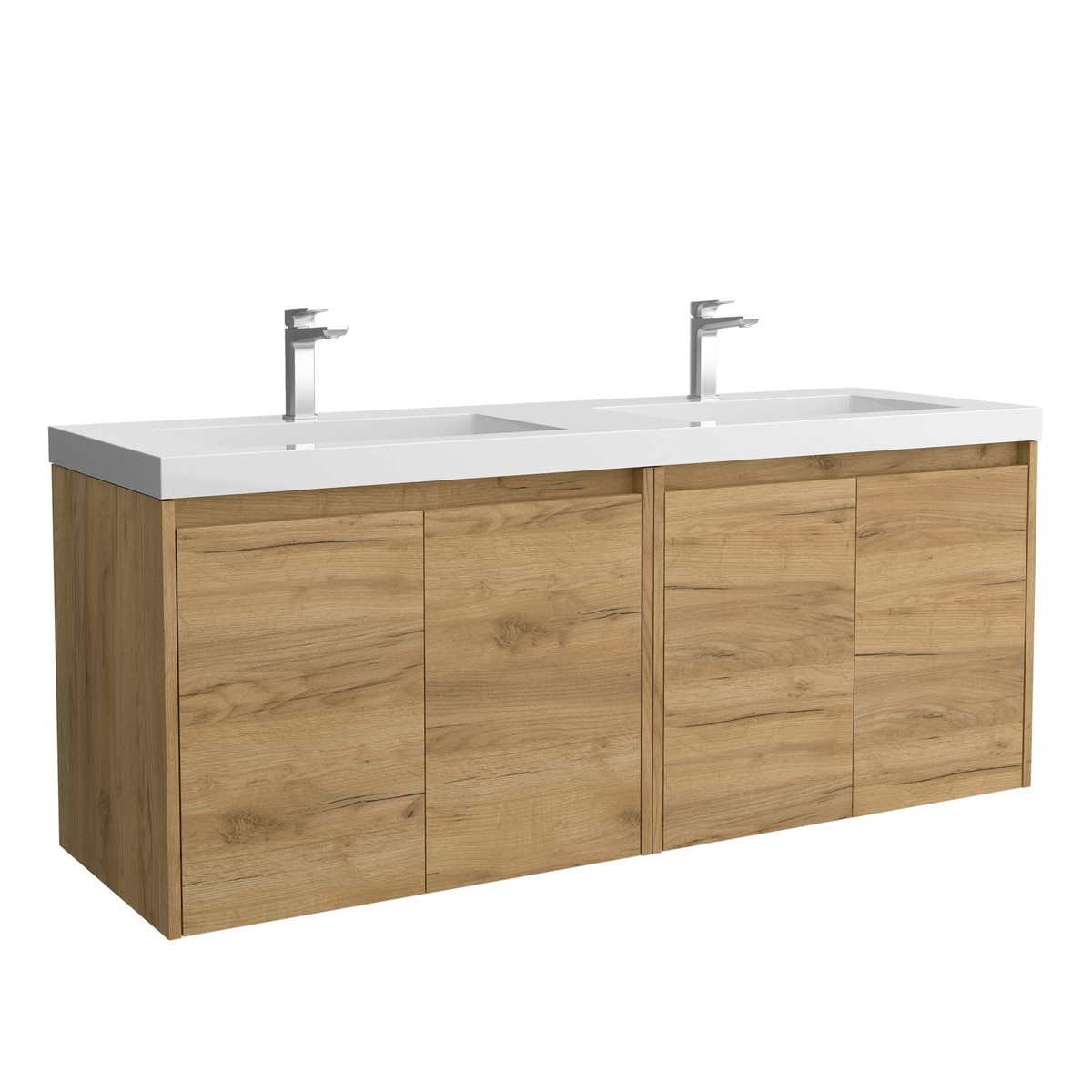 Mueble de baño con 4 puertas y lavabo de carga mineral Noja Salgar - Roble África Roble África-1
