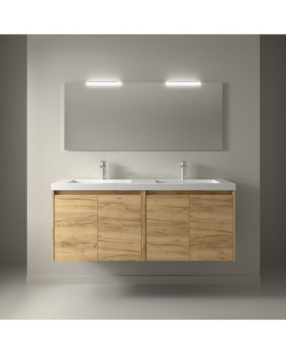 Imagen 0 de Mueble de baño con 4 puertas y lavabo de carga mineral Noja Salgar Nogal Maya