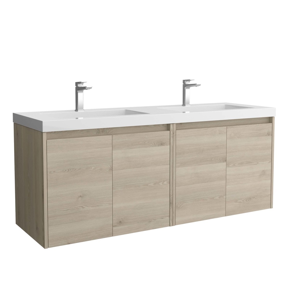 Mueble de baño con 4 puertas y lavabo de carga mineral Noja Salgar - Natural Natural-1