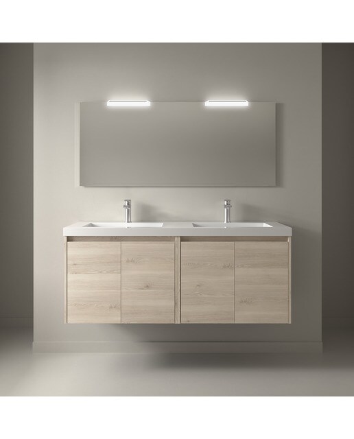 Mueble de baño con 4 puertas y lavabo de carga mineral Noja Salgar - Natural Natural-2