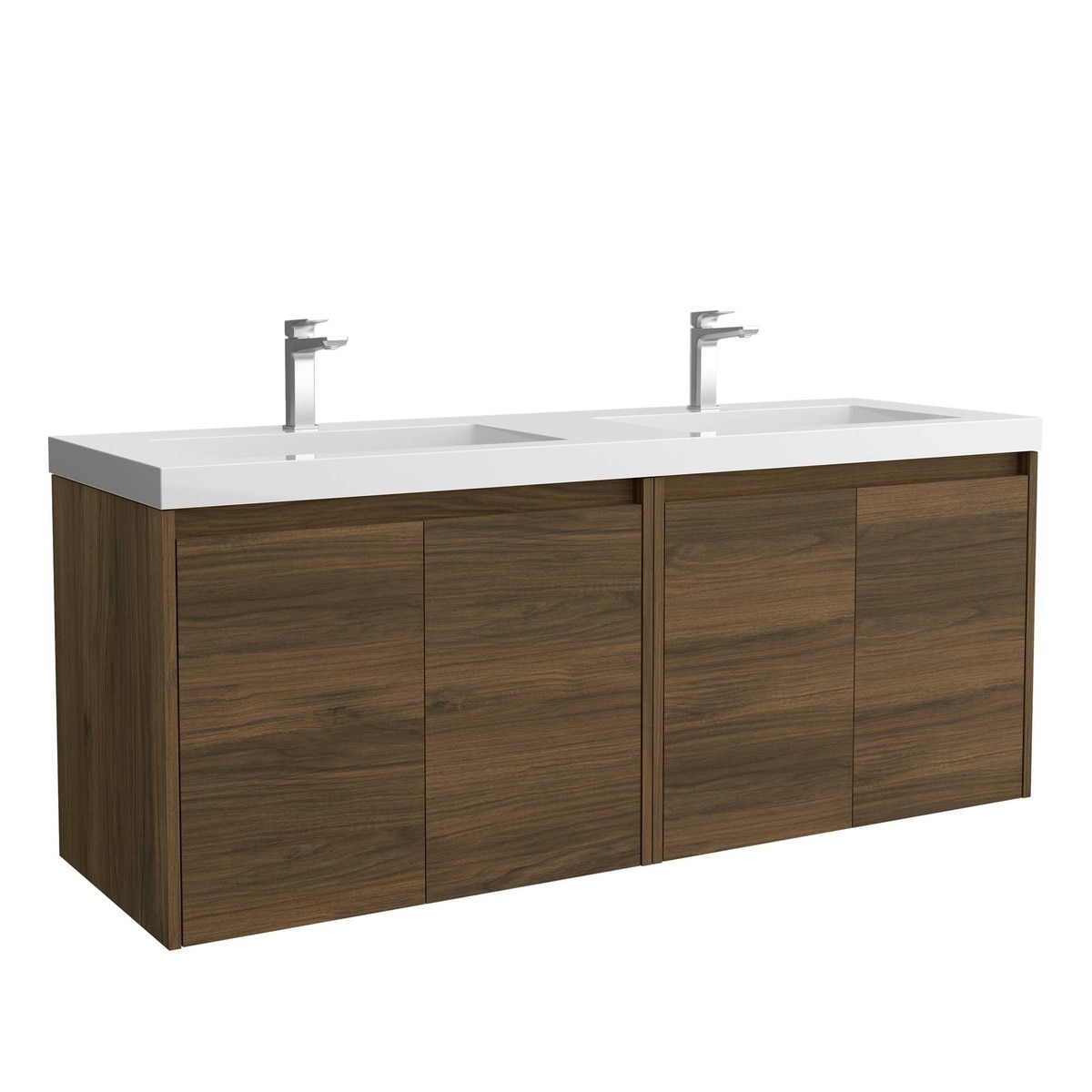 Mueble de baño con 4 puertas y lavabo de carga mineral Noja Salgar - Nogal Maya Nogal Maya-1