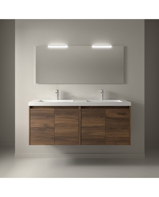 Mueble de baño con 4 puertas y lavabo de carga mineral Noja Salgar - Nogal Maya Nogal Maya-2