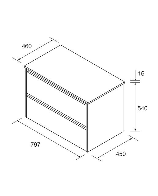 Mueble de baño con 2 cajones para lavabo de sobre encimera Noja Salgar - Blanco gloss 60 cm Blanco gloss-4