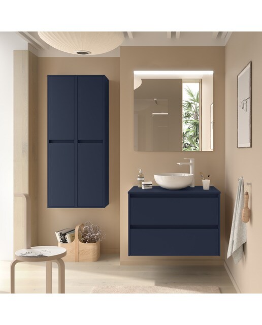Mueble de baño con 2 cajones para lavabo de sobre encimera Noja Salgar - Azul Satín 60 cm Azul Satín-3