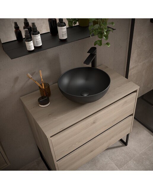 Mueble de baño con 2 cajones para lavabo de sobre encimera Noja Salgar - Natural 60 cm Natural-2