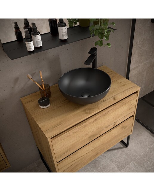 Mueble de baño con 2 cajones para lavabo de sobre encimera Noja Salgar - Roble África 60 cm Roble África-2