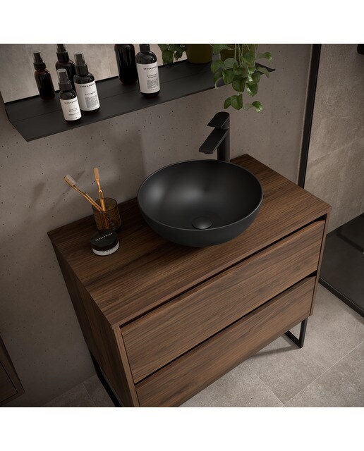 Mueble de baño con 2 cajones para lavabo de sobre encimera Noja Salgar - Nogal Maya 60 cm Nogal Maya-2