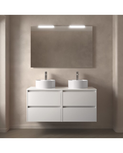 Mueble de baño con 4 cajones para lavabo de sobre encimera Noja Salgar - Blanco gloss 120 cm Blanco gloss-3
