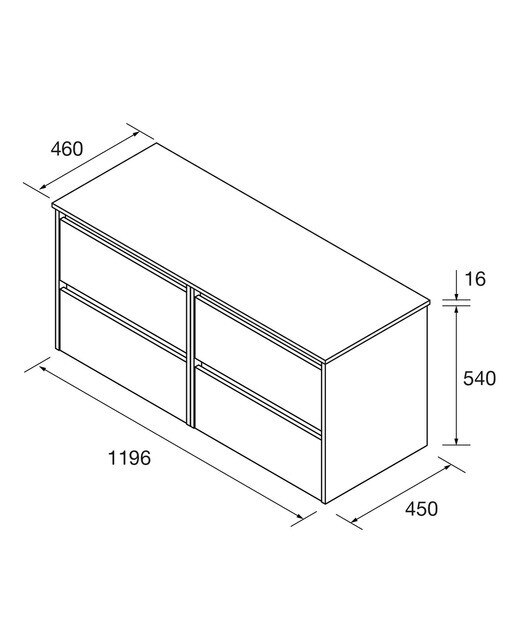 Mueble de baño con 4 cajones para lavabo de sobre encimera Noja Salgar - Blanco gloss 120 cm Blanco gloss-4