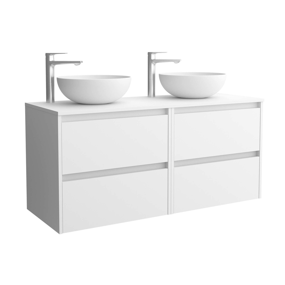 Mueble de baño con 4 cajones para lavabo de sobre encimera Noja Salgar - Blanco Satín 120 cm Blanco Satín-1