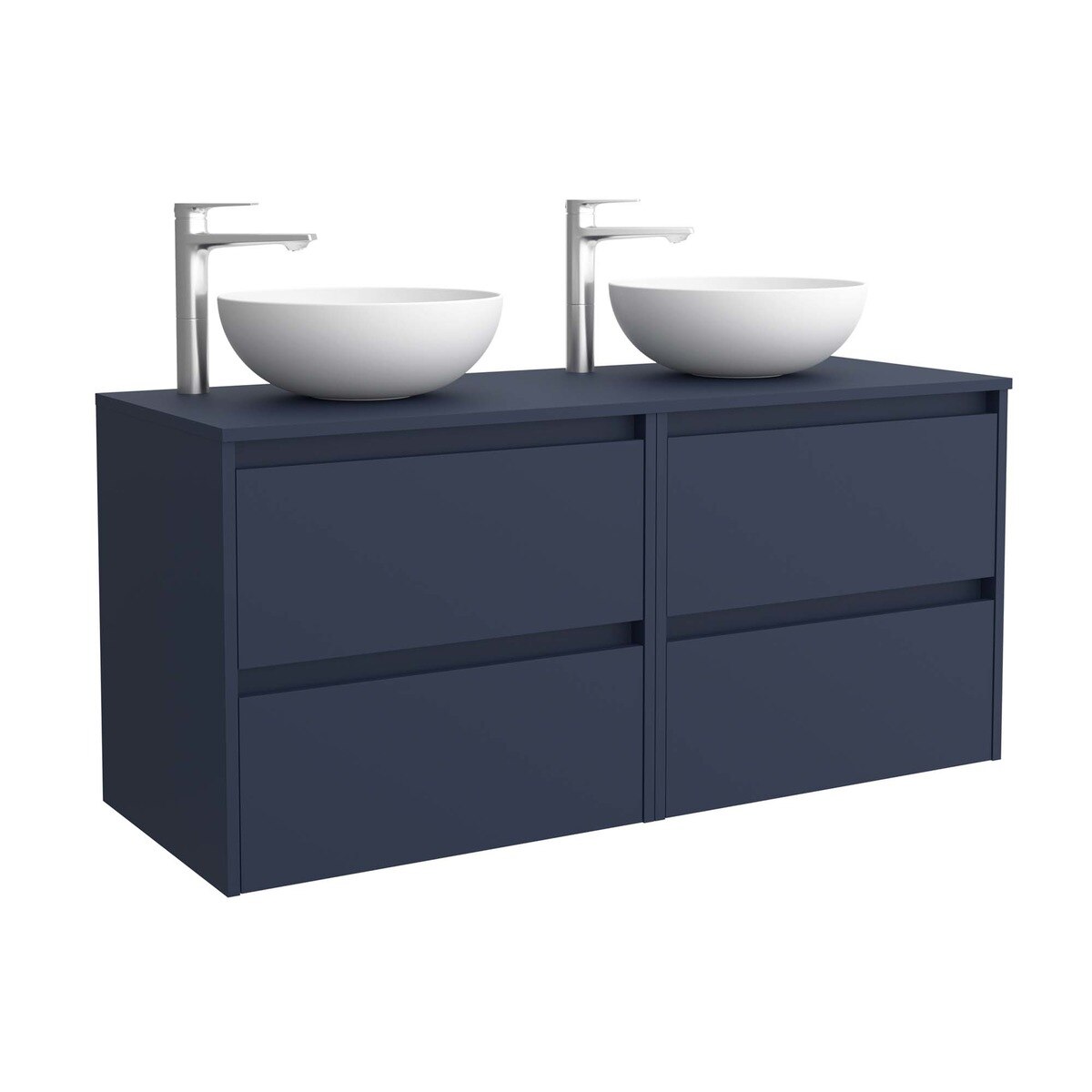 Mueble de baño con 4 cajones para lavabo de sobre encimera Noja Salgar - Azul Satín 120 cm Azul Satín-1