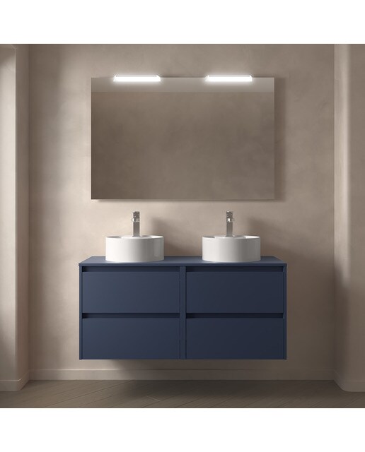 Mueble de baño con 4 cajones para lavabo de sobre encimera Noja Salgar - Azul Satín 120 cm Azul Satín-3