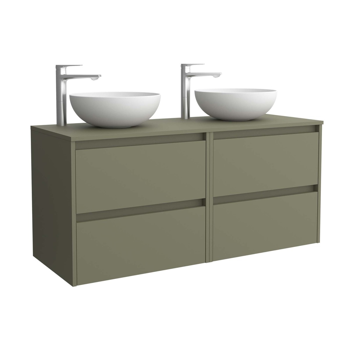 Mueble de baño con 4 cajones para lavabo de sobre encimera Noja Salgar - Verde Satín 120 cm Verde Satín-1