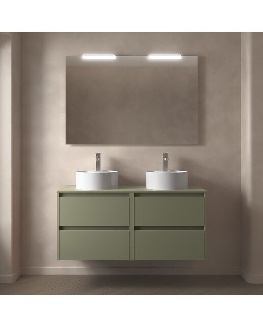 Mueble de baño con 4 cajones para lavabo de sobre encimera Noja Salgar - Verde Satín 120 cm Verde Satín-3