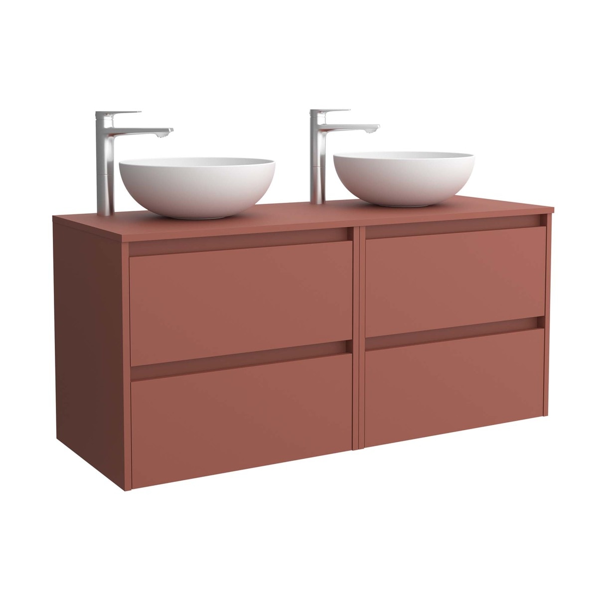 Mueble de baño con 4 cajones para lavabo de sobre encimera Noja Salgar - Rojo Satín 120 cm Rojo Satín-1