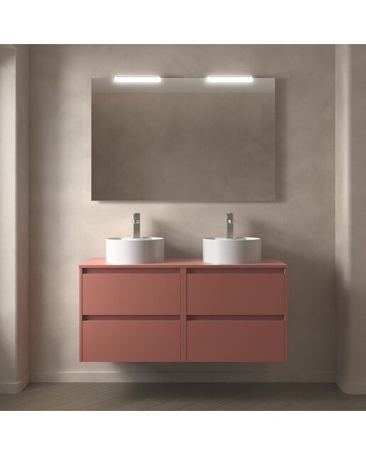 Mueble de baño con 4 cajones para lavabo de sobre encimera Noja Salgar - Rojo Satín 120 cm Rojo Satín-3