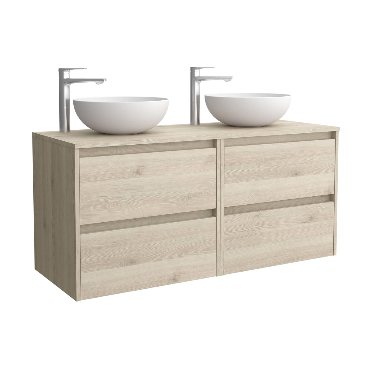 Mueble de baño con 4 cajones para lavabo de sobre encimera Noja Salgar - Natural 120 cm Natural-1