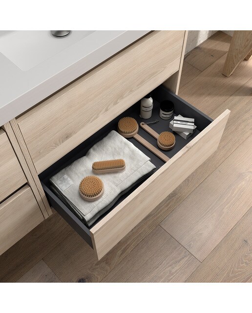 Mueble de baño con 4 cajones para lavabo de sobre encimera Noja Salgar - Natural 120 cm Natural-2