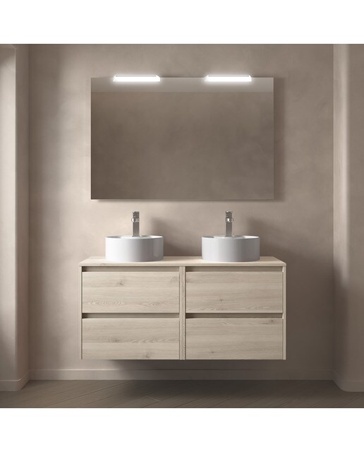 Mueble de baño con 4 cajones para lavabo de sobre encimera Noja Salgar - Natural 120 cm Natural-3