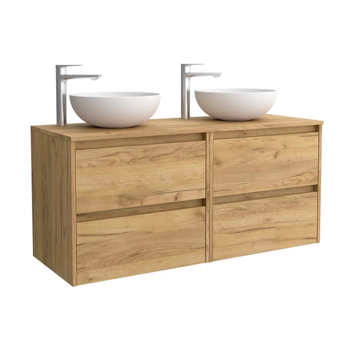 Mueble de baño con 4 cajones para lavabo de sobre encimera Noja Salgar - Roble África 120 cm Roble África-1