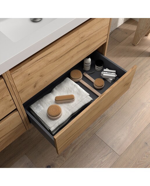 Mueble de baño con 4 cajones para lavabo de sobre encimera Noja Salgar - Roble África 120 cm Roble África-2