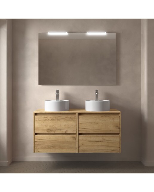 Mueble de baño con 4 cajones para lavabo de sobre encimera Noja Salgar - Roble África 120 cm Roble África-3