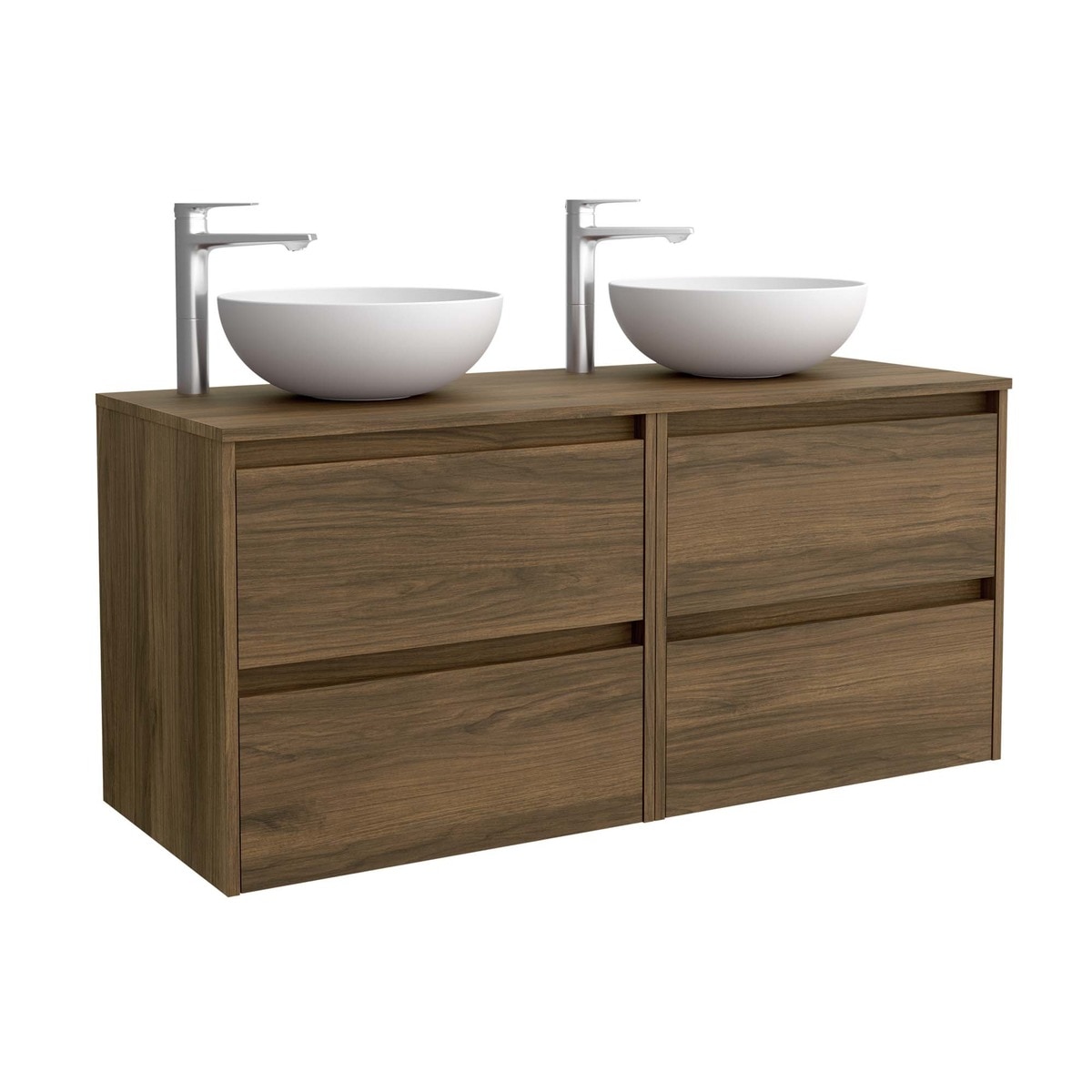 Mueble de baño con 4 cajones para lavabo de sobre encimera Noja Salgar - Nogal Maya 120 cm Nogal Maya-1