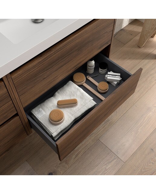 Mueble de baño con 4 cajones para lavabo de sobre encimera Noja Salgar - Nogal Maya 120 cm Nogal Maya-2
