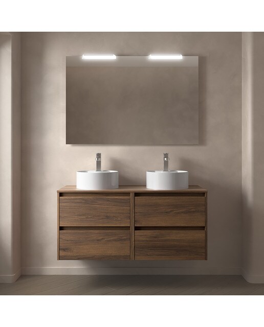 Mueble de baño con 4 cajones para lavabo de sobre encimera Noja Salgar - Nogal Maya 120 cm Nogal Maya-3