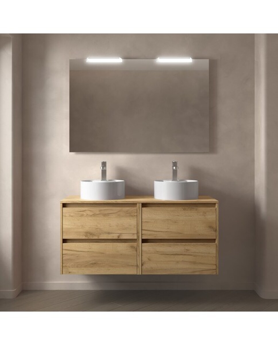 Imagen 1 de Mueble de baño con 4 cajones para lavabo de sobre encimera Noja Salgar Nogal Maya