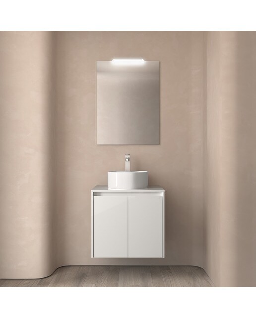 Mueble de baño con 2 puertas para lavabo de sobre encimera Noja Salgar - Blanco gloss 60 cm Blanco gloss-2