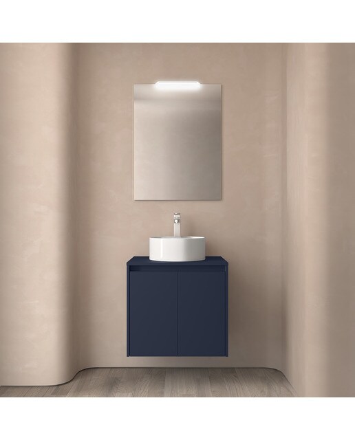 Mueble de baño con 2 puertas para lavabo de sobre encimera Noja Salgar - Azul Satín 60 cm Azul Satín-2