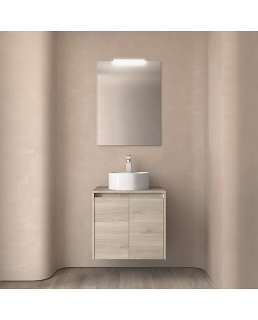 Mueble de baño con 2 puertas para lavabo de sobre encimera Noja Salgar - Natural 60 cm Natural-2
