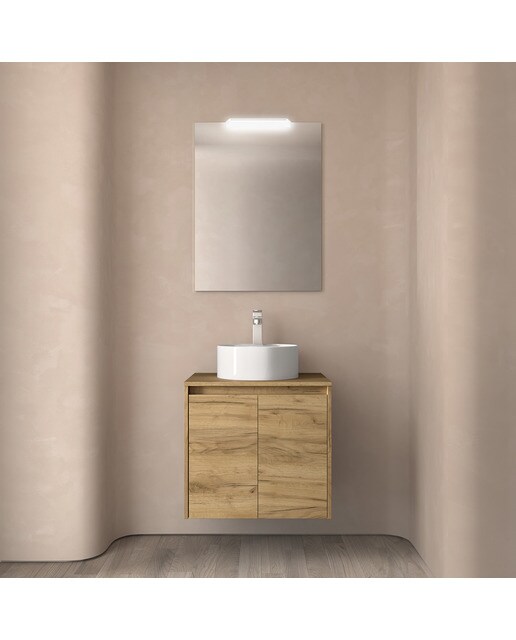 Mueble de baño con 2 puertas para lavabo de sobre encimera Noja Salgar - Roble África 60 cm Roble África-2