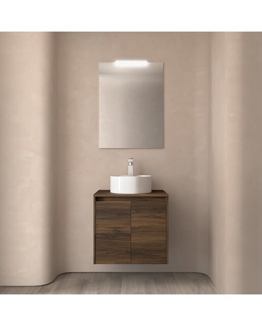 Mueble de baño con 2 puertas para lavabo de sobre encimera Noja Salgar - Nogal Maya 60 cm Nogal Maya-2