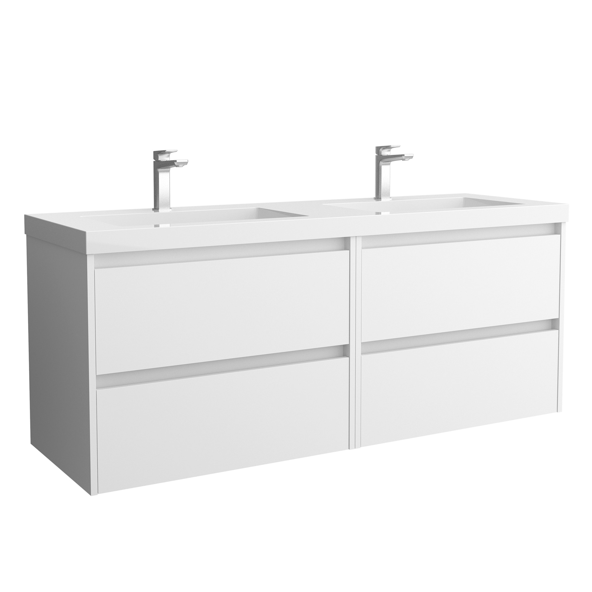 Mueble de baño con 4 cajones y lavabo de carga mineral Noja Salgar - Blanco Satín Blanco Satín-1