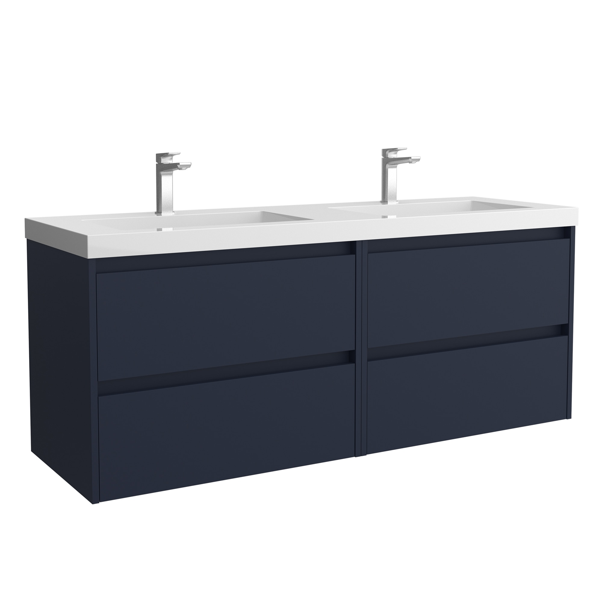 Mueble de baño con 4 cajones y lavabo de carga mineral Noja Salgar - Azul Satín Azul Satín-1