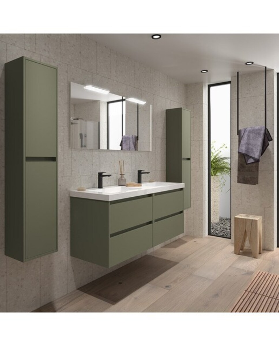 Imagen 0 de Mueble de baño con 4 cajones y lavabo de carga mineral Noja Salgar Nogal Maya