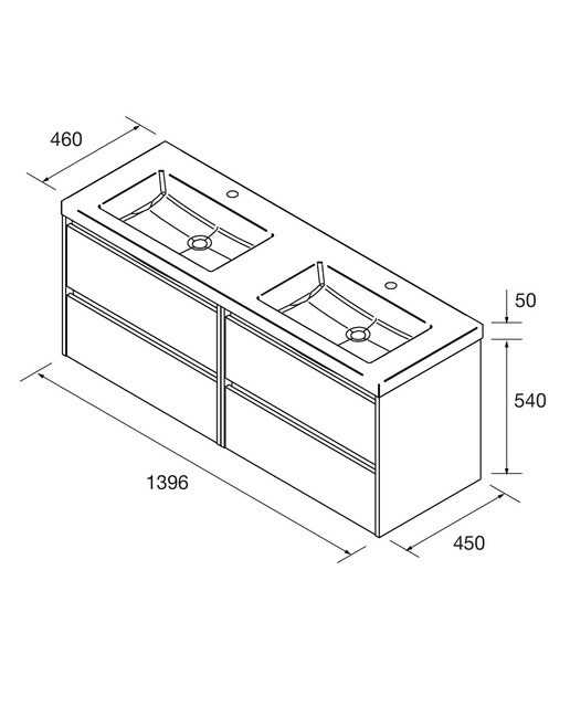 Mueble de baño con 4 cajones y lavabo de carga mineral Noja Salgar - Verde Satín Verde Satín-4