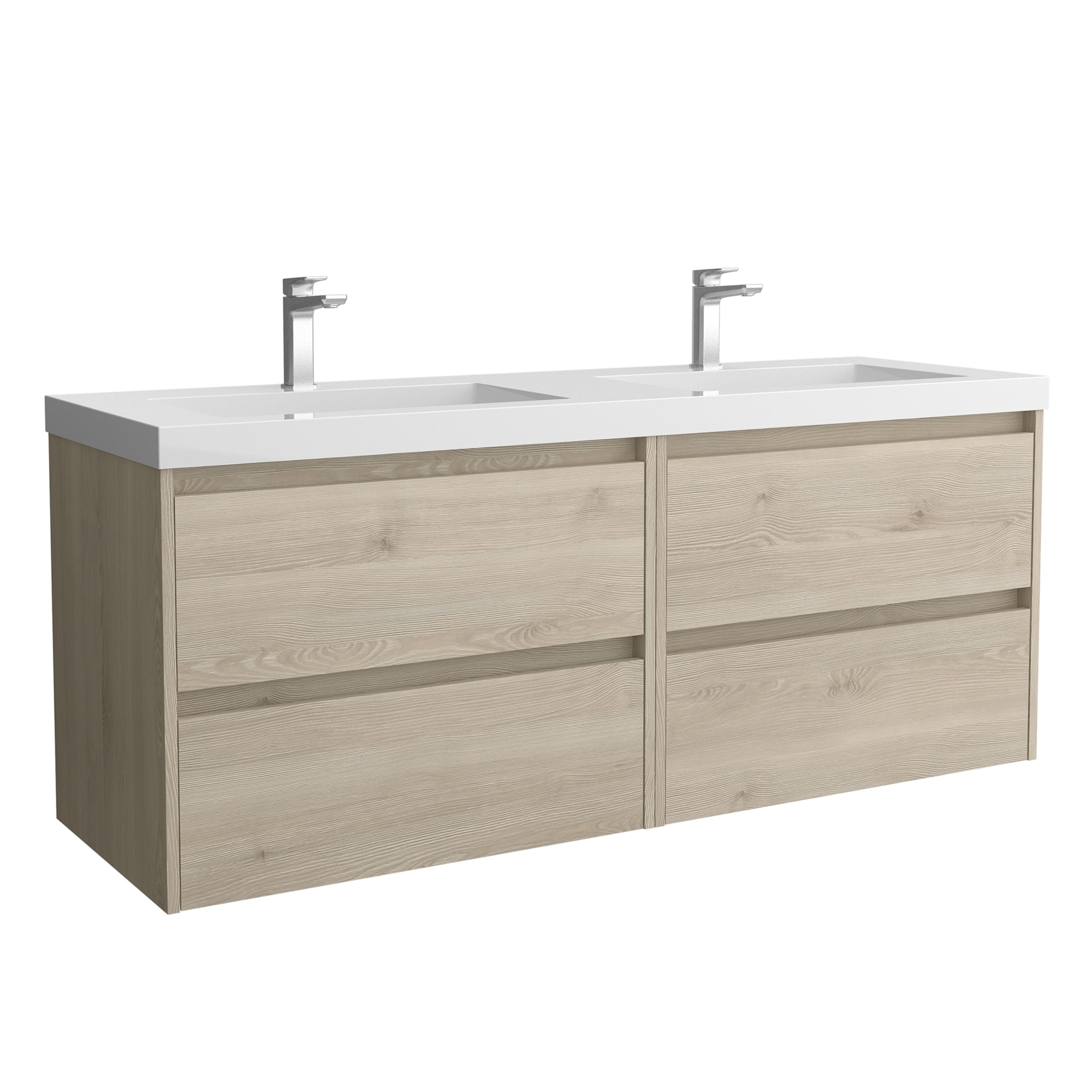Mueble de baño con 4 cajones y lavabo de carga mineral Noja Salgar - Natural Natural-1