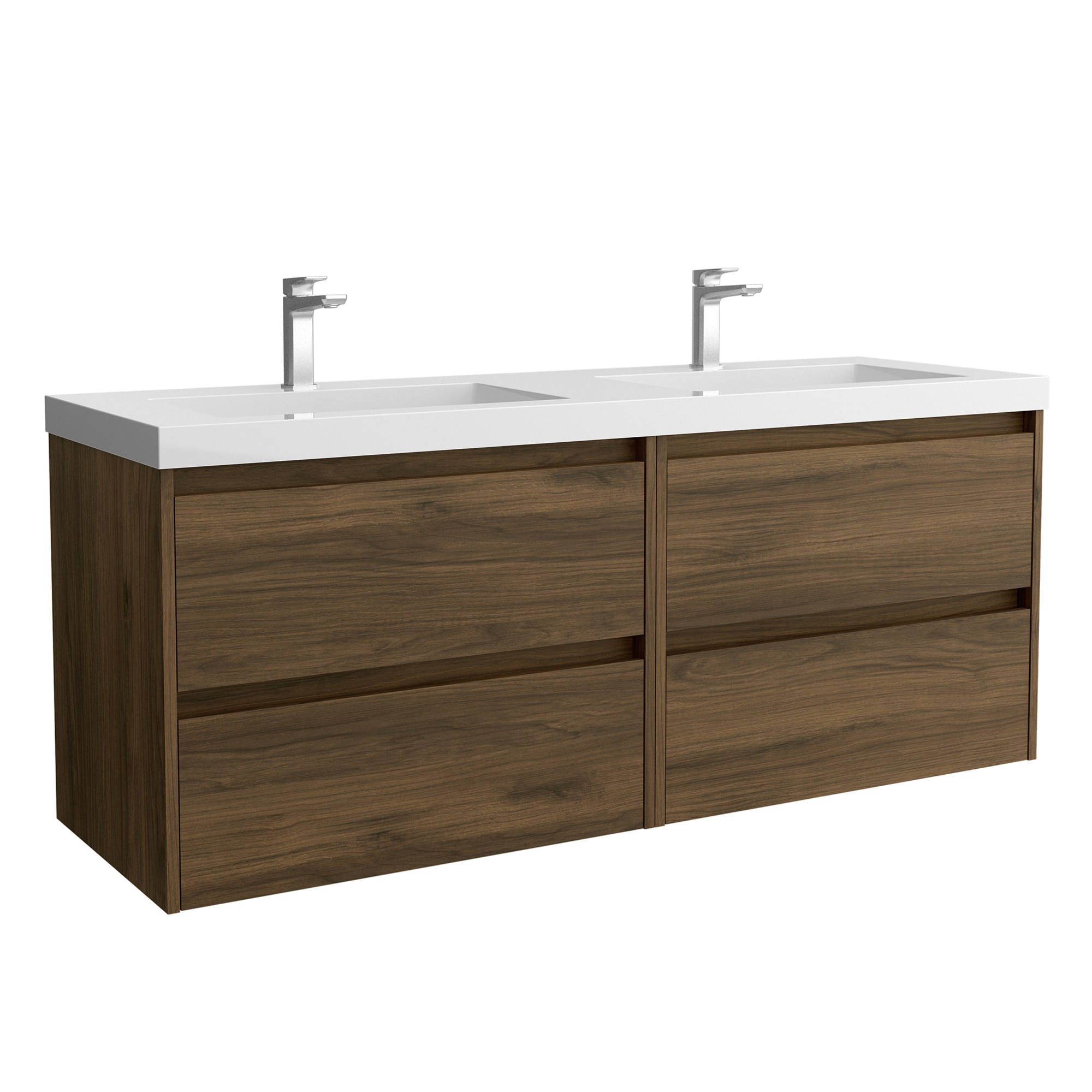 Mueble de baño con 4 cajones y lavabo de carga mineral Noja Salgar - Nogal Maya Nogal Maya-1