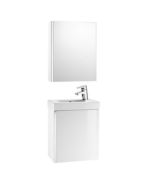 Roca - Conjunto de baño de mueble armario con lavabo y armario con espejo Mini Roca.
