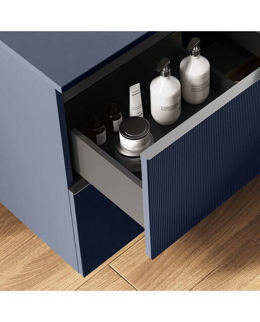 Mueble de baño con 2 cajones y lavabo integrado Wish Cosmic - Azul marino mate 60 cm Azul marino mate-3