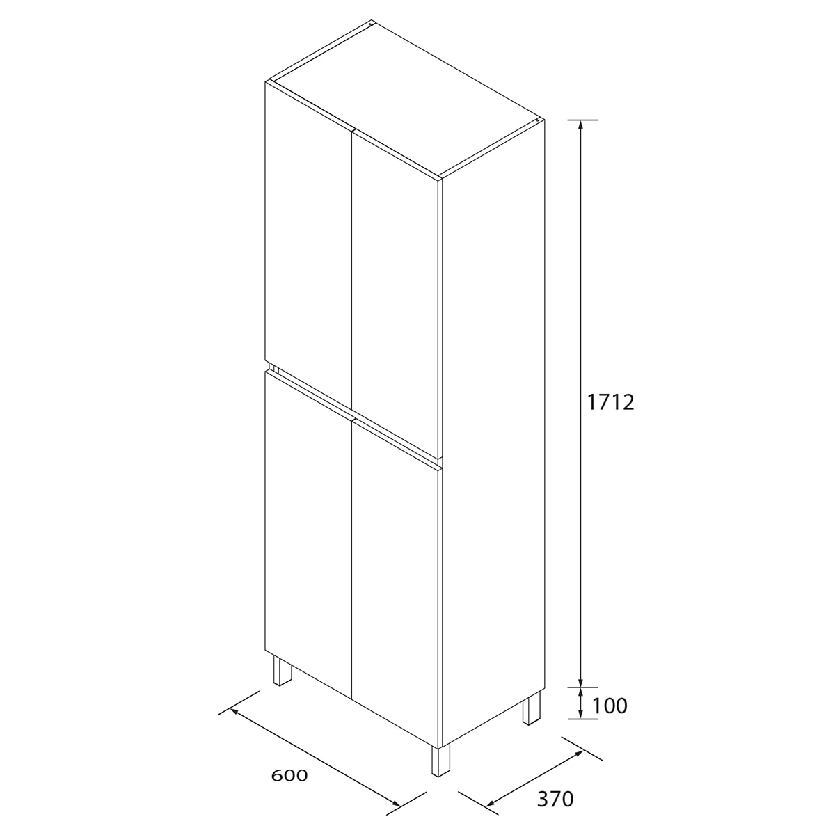 Columna de baño con 4 puertas Infinity Salgar - Blanco gloss Fondo 37 cm Blanco gloss-3