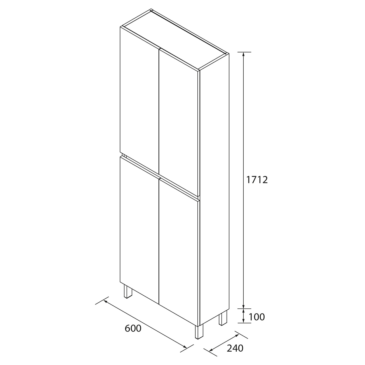 Columna de baño con 4 puertas Infinity Salgar - Roble África Fondo 24 cm Roble África-3