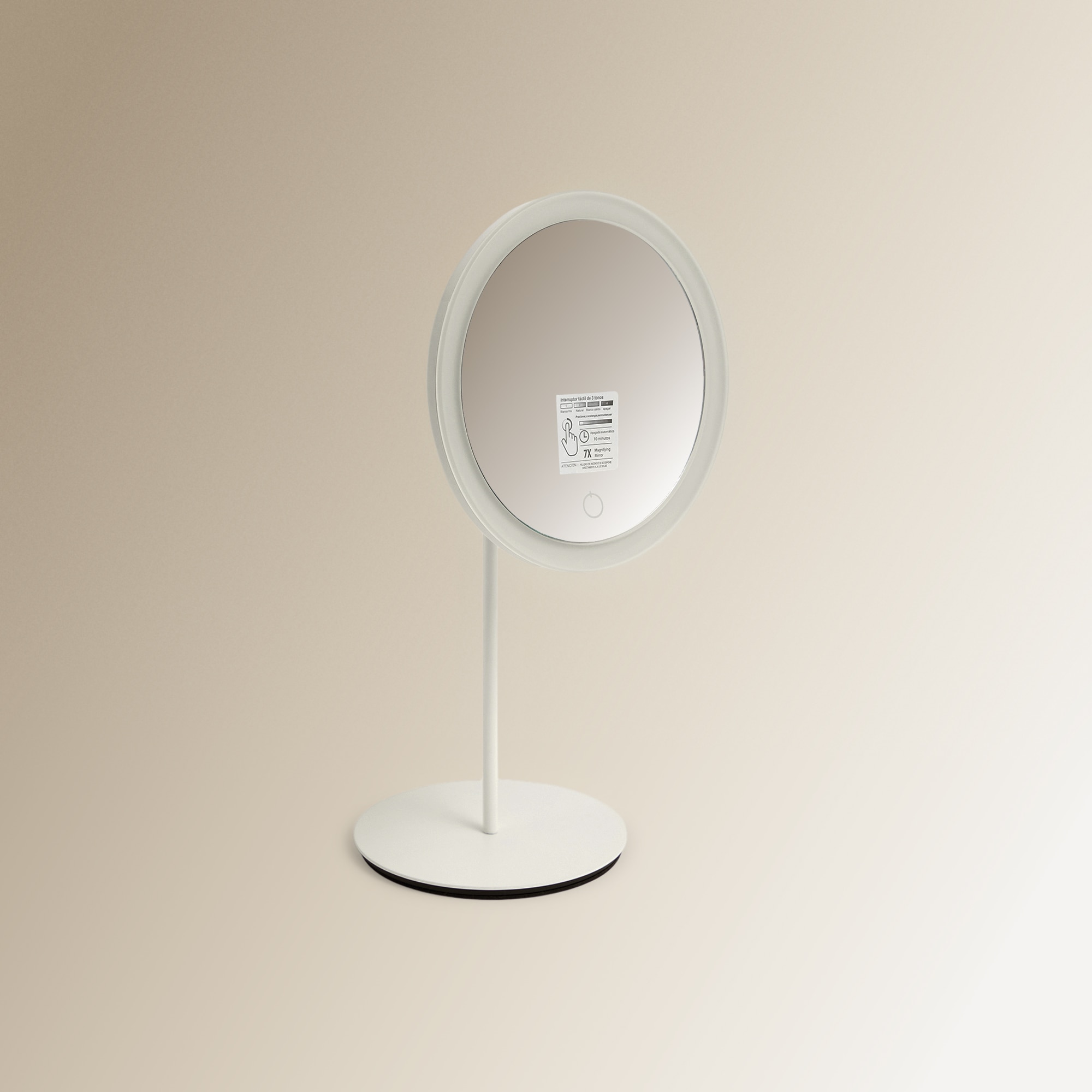 Espelho Cosmético de Mesa com Luz e Aumento x7 Octavia Branco-3