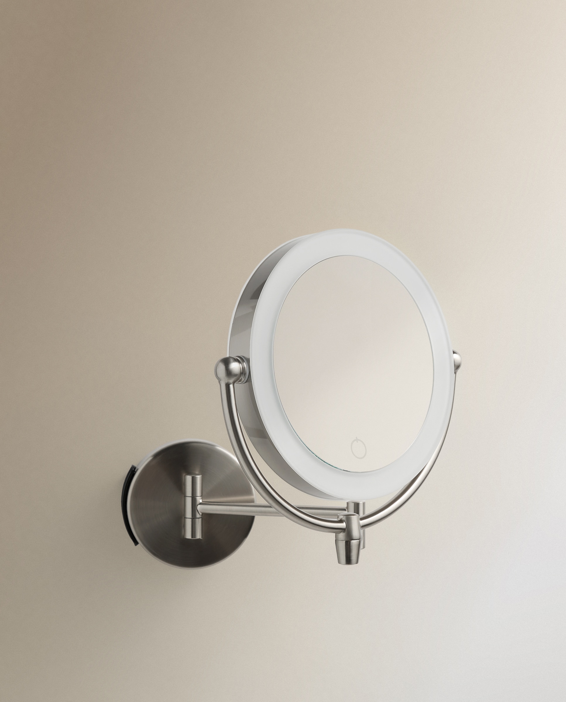 Espelho Cosmético de Parede com Aumento x7 e Luz LED Baris Aço fosco-1