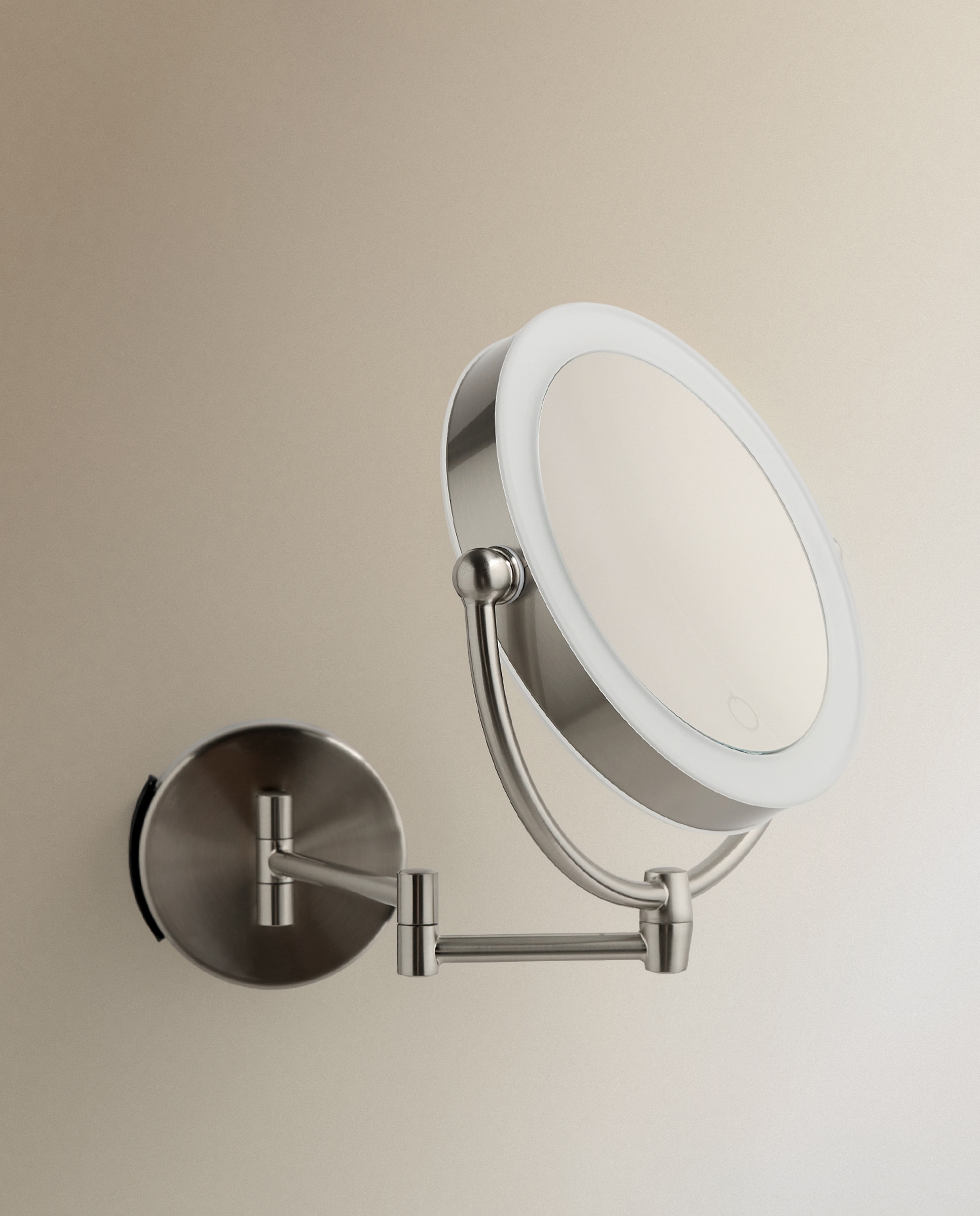 Espelho Cosmético de Parede com Aumento x7 e Luz LED Baris Aço fosco-2