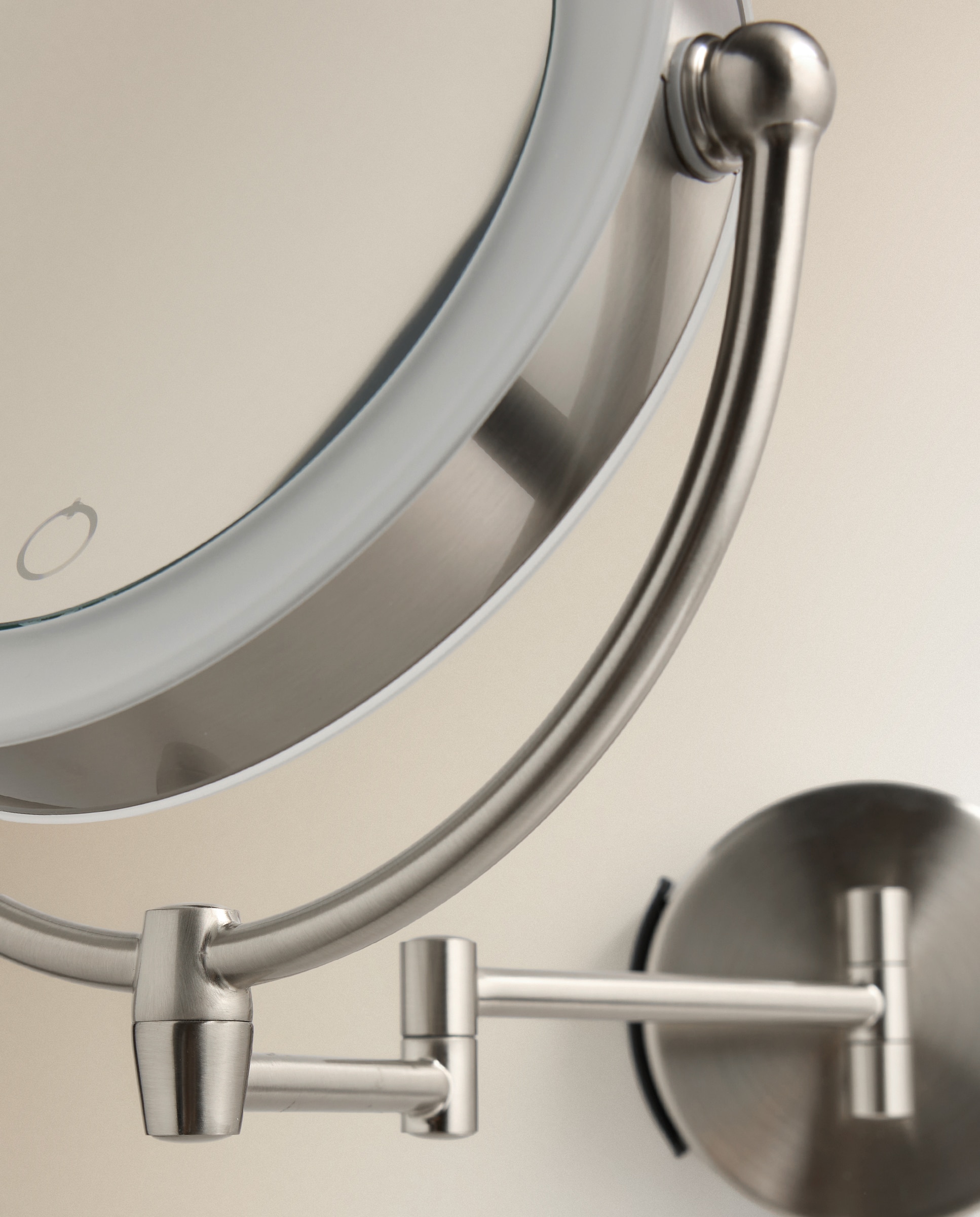 Espelho Cosmético de Parede com Aumento x7 e Luz LED Baris Aço fosco-3